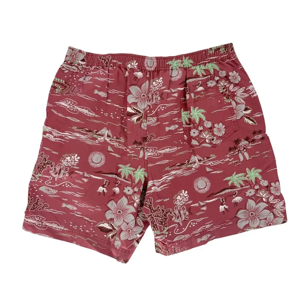 Vintage Polo Ralph Lauren Men's Swimming Trunks‎ L Logo Hawaiian Luau Volcano